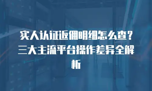 实人认证返佣明细怎么查？三大主流平台操作差异全解析