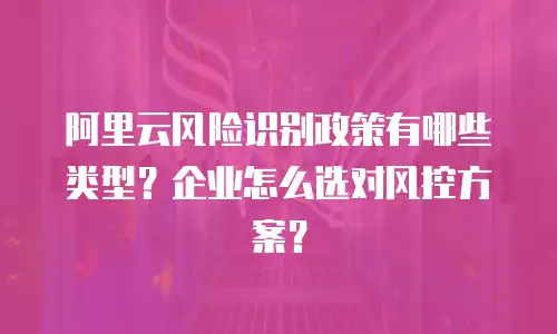 阿里云风险识别政策有哪些类型？企业怎么选对风控方案？
