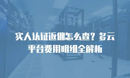 实人认证返佣怎么查？多云平台费用明细全解析