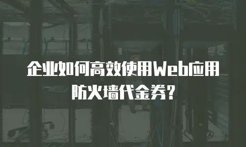 企业如何高效使用Web应用防火墙代金券？