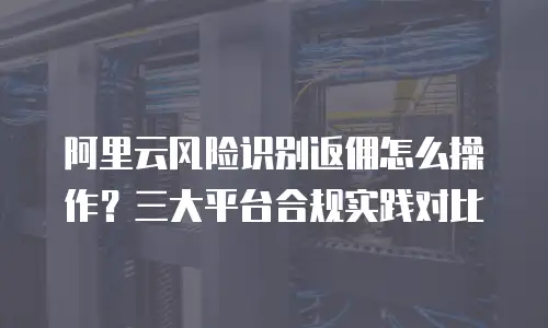 阿里云风险识别返佣怎么操作？三大平台合规实践对比