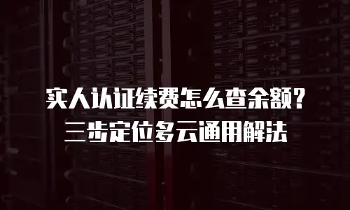 实人认证续费怎么查余额？三步定位多云通用解法