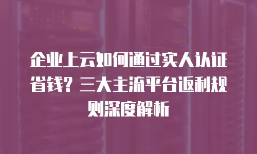 企业上云如何通过实人认证省钱？三大主流平台返利规则深度解析