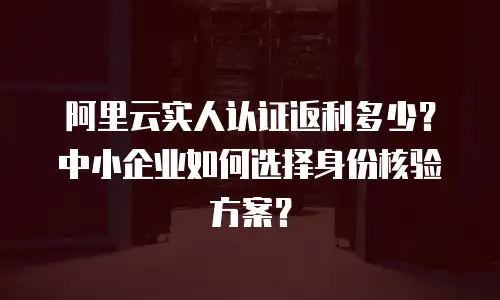 阿里云实人认证返利多少？中小企业如何选择身份核验方案？