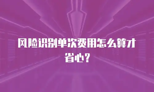 风险识别单次费用怎么算才省心？