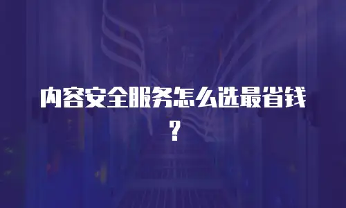 内容安全服务怎么选最省钱？