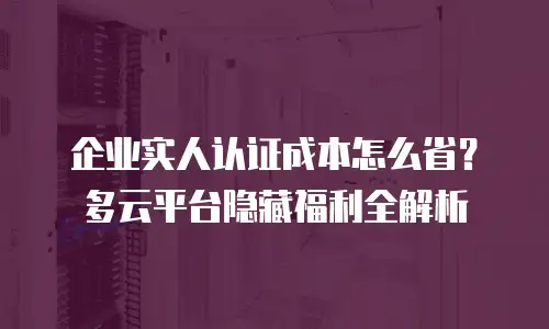 企业实人认证成本怎么省？多云平台隐藏福利全解析