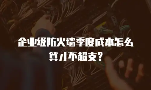 企业级防火墙季度成本怎么算才不超支？