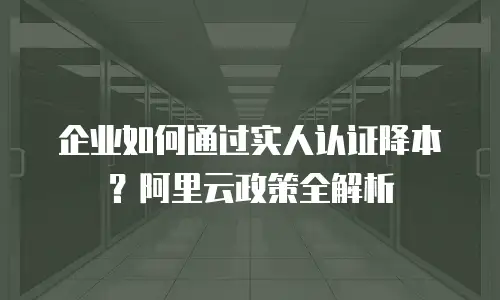 企业如何通过实人认证降本？阿里云政策全解析