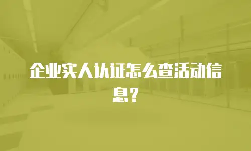 企业实人认证怎么查活动信息？