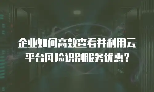 企业如何高效查看并利用云平台风险识别服务优惠？