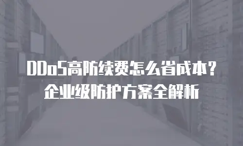 DDoS高防续费怎么省成本？企业级防护方案全解析