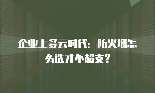 企业上多云时代：防火墙怎么选才不超支？