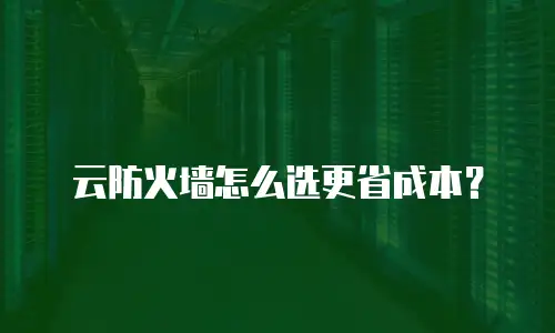 云防火墙怎么选更省成本？