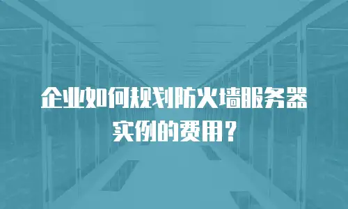 企业如何规划防火墙服务器实例的费用？