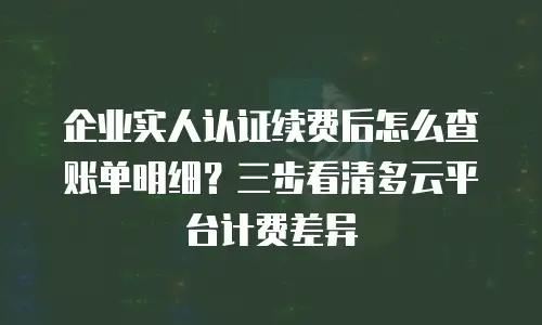 企业实人认证续费后怎么查账单明细？三步看清多云平台计费差异