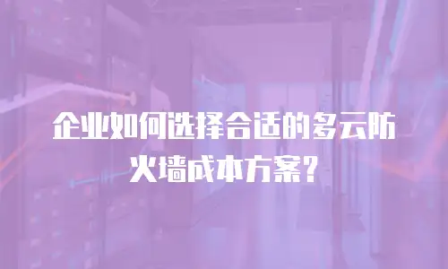 企业如何选择合适的多云防火墙成本方案？