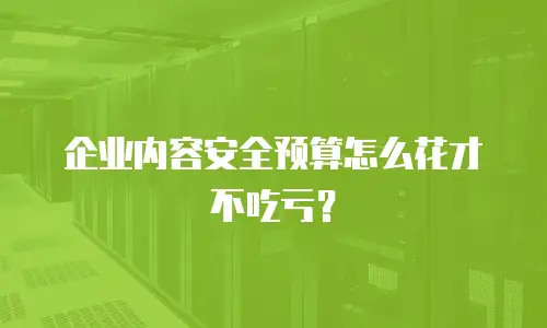 企业内容安全预算怎么花才不吃亏？