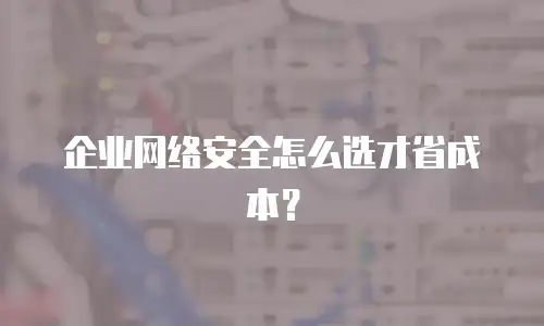 企业网络安全怎么选才省成本？