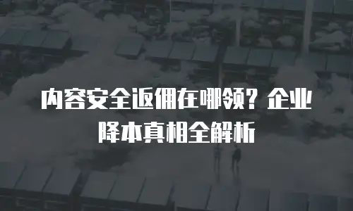 内容安全返佣在哪领？企业降本真相全解析