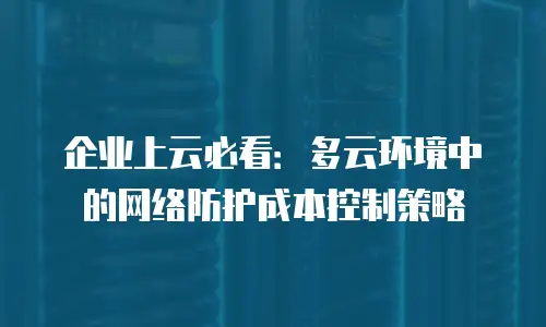 企业上云必看：多云环境中的网络防护成本控制策略