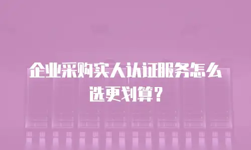 企业采购实人认证服务怎么选更划算？