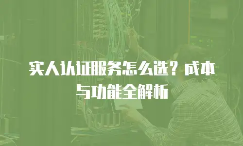 实人认证服务怎么选？成本与功能全解析