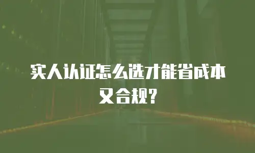 实人认证怎么选才能省成本又合规？