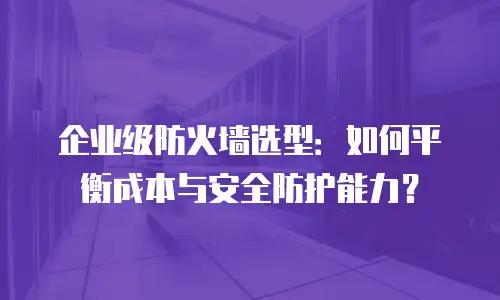企业级防火墙选型：如何平衡成本与安全防护能力？