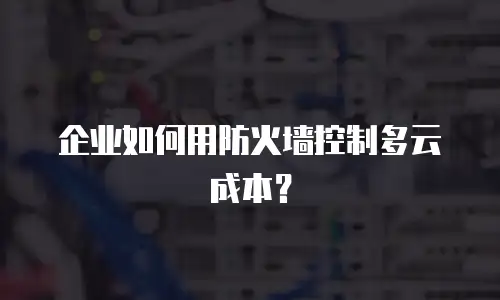 企业如何用防火墙控制多云成本？