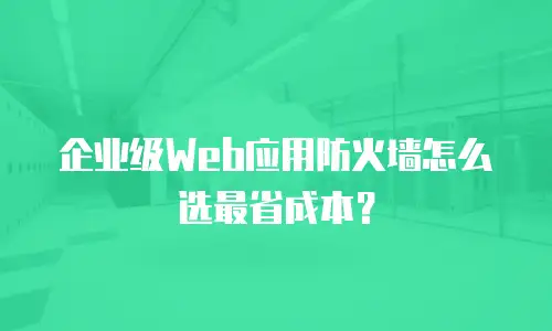 企业级Web应用防火墙怎么选最省成本？