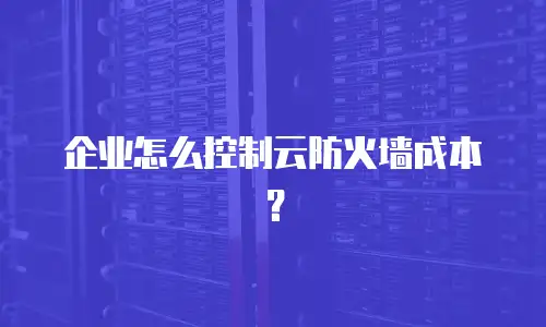 企业怎么控制云防火墙成本？