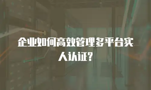 企业如何高效管理多平台实人认证？