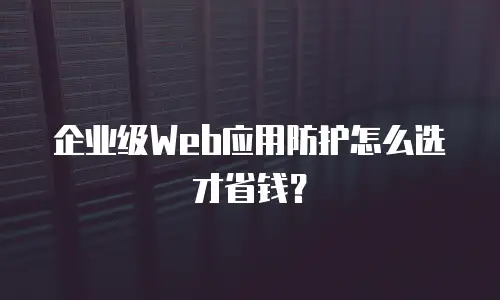 企业级Web应用防护怎么选才省钱？