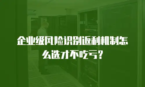 企业级风险识别返利机制怎么选才不吃亏？