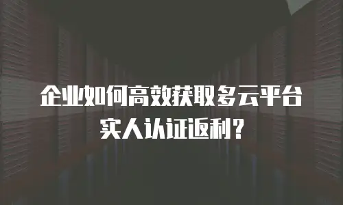 企业如何高效获取多云平台实人认证返利？