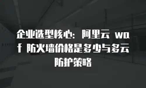企业选型核心：阿里云 waf 防火墙价格是多少与多云防护策略