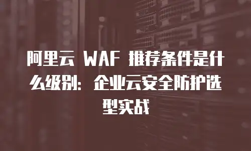阿里云 WAF 推荐条件是什么级别：企业云安全防护选型实战