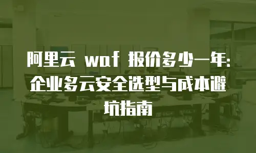 阿里云 waf 报价多少一年：企业多云安全选型与成本避坑指南