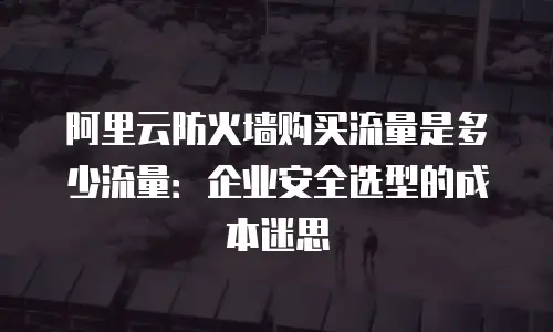 阿里云防火墙购买流量是多少流量：企业安全选型的成本迷思