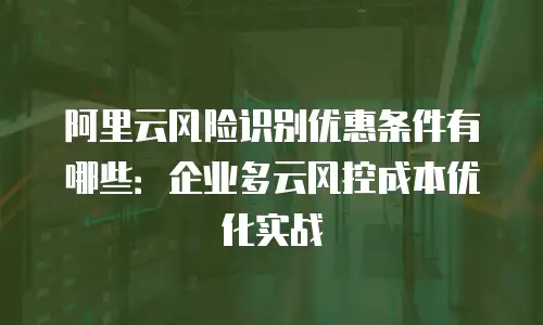 阿里云风险识别优惠条件有哪些：企业多云风控成本优化实战