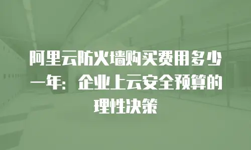 阿里云防火墙购买费用多少一年：企业上云安全预算的理性决策