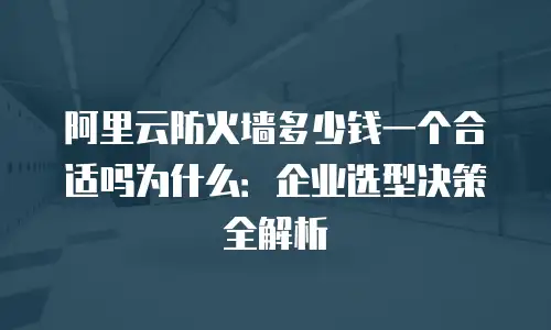 阿里云防火墙多少钱一个合适吗为什么：企业选型决策全解析