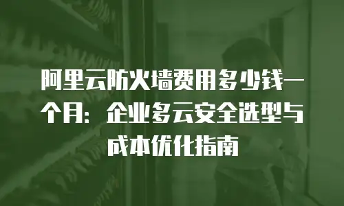 阿里云防火墙费用多少钱一个月：企业多云安全选型与成本优化指南