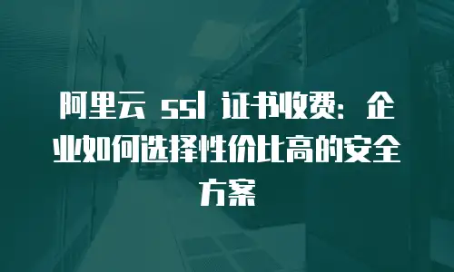 阿里云 ssl 证书收费：企业如何选择性价比高的安全方案