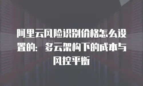 阿里云风险识别价格怎么设置的：多云架构下的成本与风控平衡