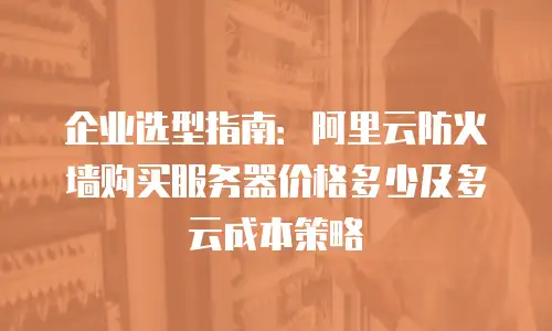 企业选型指南：阿里云防火墙购买服务器价格多少及多云成本策略