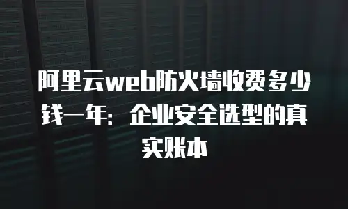阿里云web防火墙收费多少钱一年：企业安全选型的真实账本