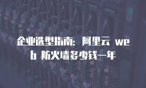 企业选型指南：阿里云 web 防火墙多少钱一年