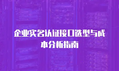 企业实名认证接口选型与成本分析指南